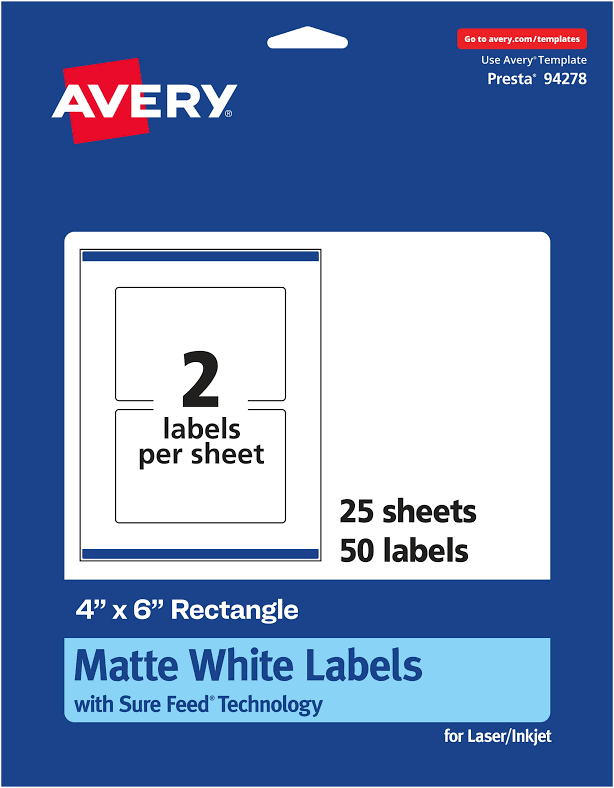 Avery Matte White Rectangle Labels