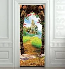 Interior door wrap - Castle cave, cavern, grotto, mural, film, self-adhesive 30"