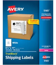 Avery Shipping Labels TrueBlock Technology 5165