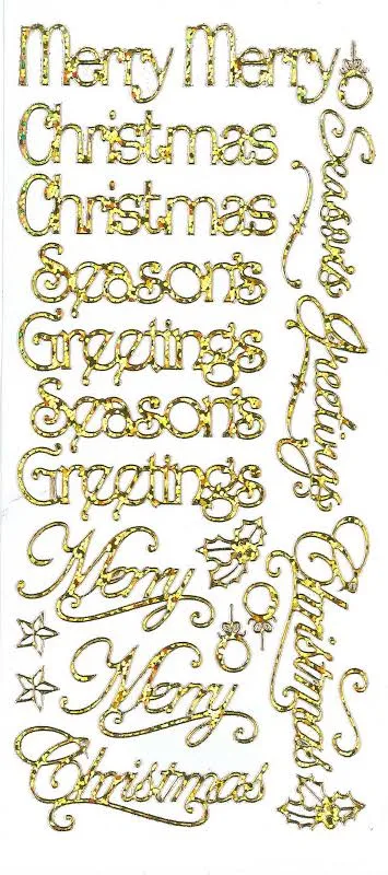 Merry, Merry Christmas Dazzlesâ¢ Stickers, gold