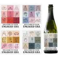 Coated Paper Adhesive Sticker Wine Bottle Adhesive Label Rectangle Mixed Shapes 85x102mm 4pcs/set 1 set