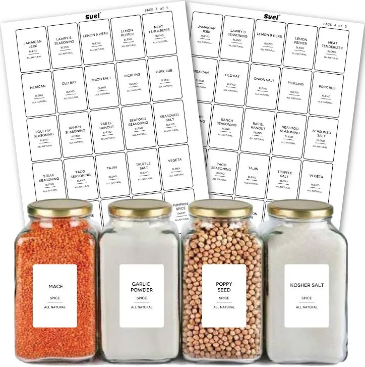 Kitchen Spice Labels for Containers