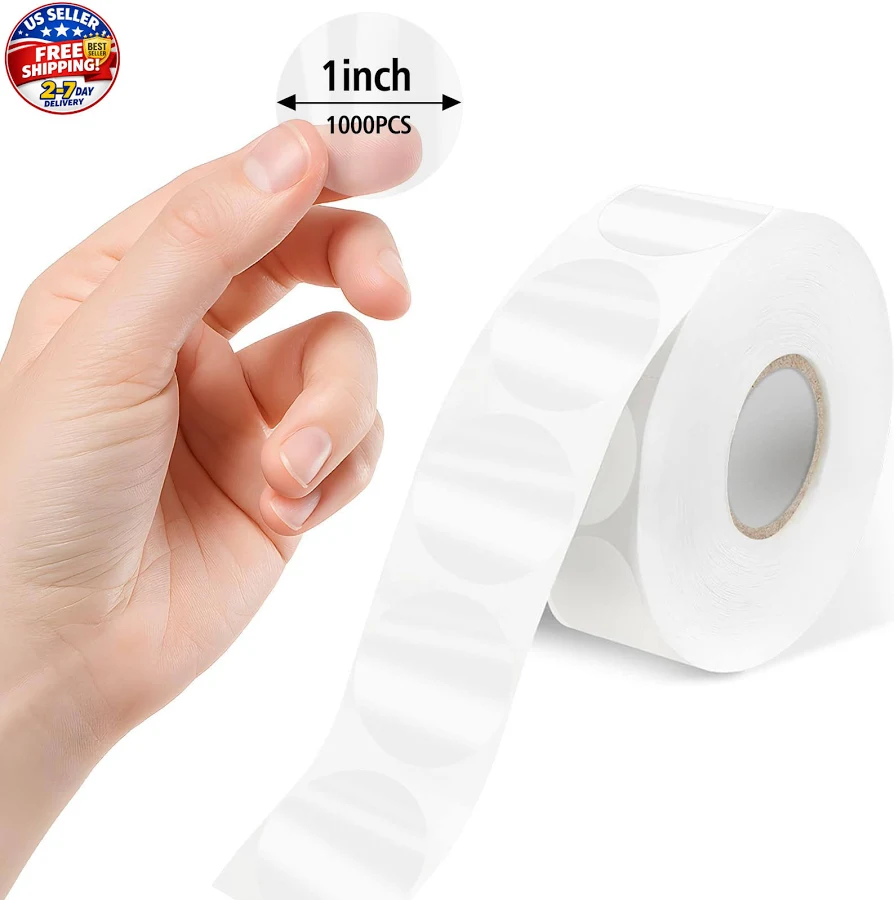 1000-Pack Clear Circle Seal Stickers1-Inch Self-Adhesive Wafer Dots Label for Envelopes
