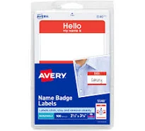 Avery Self Adhesive Name Badges " Hello " Red