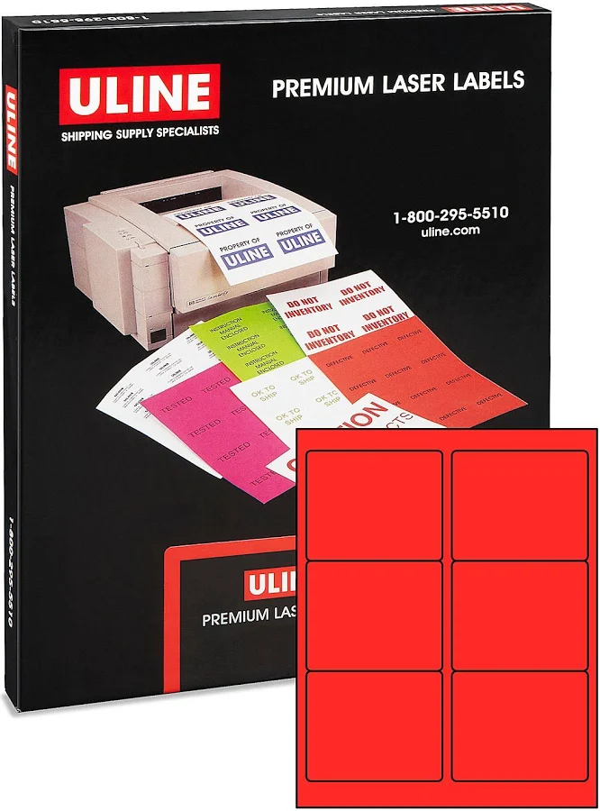 ULINE 4x3 1/3" True Color Laser Labels