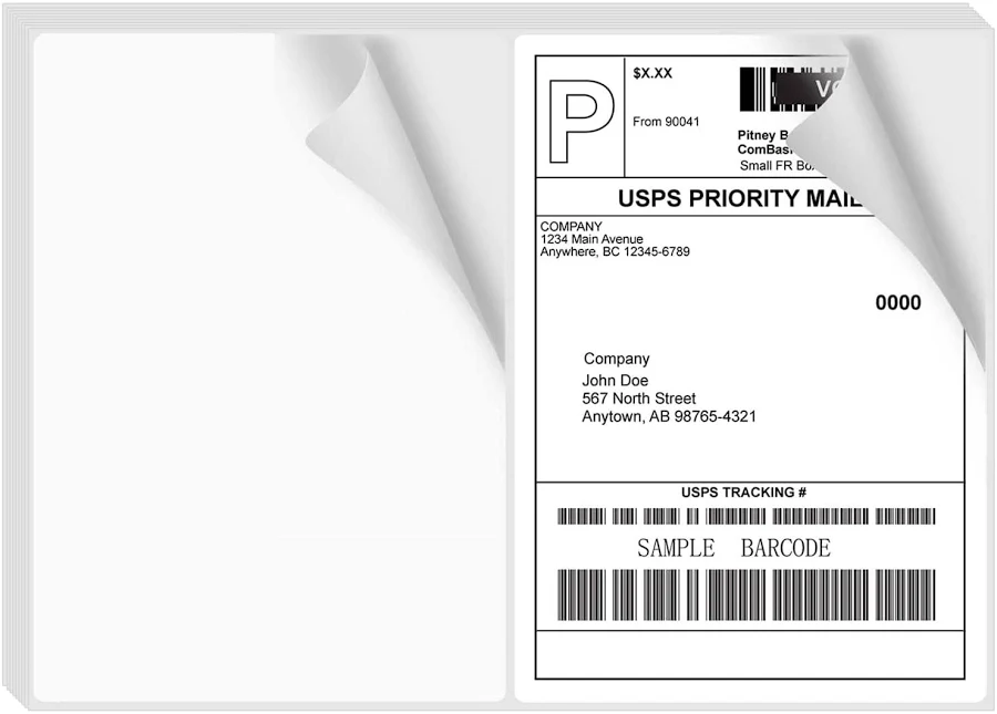 Ryhampaper Half Sheet Shipping Labels for Laser and Inkjet Printer 2 per Sheet Self Adhesive Rounded Corner Mailing Labels for Packages