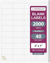 – 2" X 1" Rectangular Sticker Labels For Printer - White Laser/inkjet