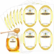 Pure Natural Honey Jars and Bottles Labels 2 x 3 Inch Honey Bottling - Honey Farm Kitchen Name Business Round Mason Jar Labels for Honey Quart Jars