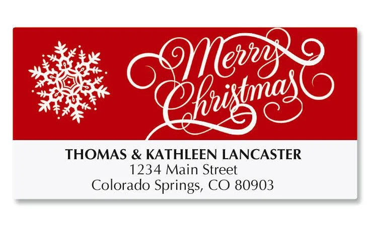 Merry Christmas Address Labels (Set of 48) - Personalized