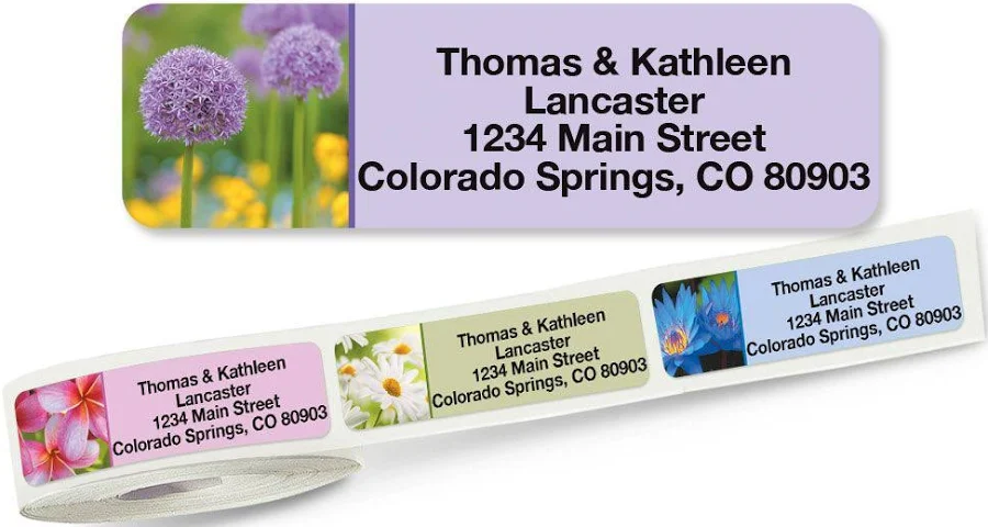 Floral Fantasy Rolled Address Labels - Roll of 250