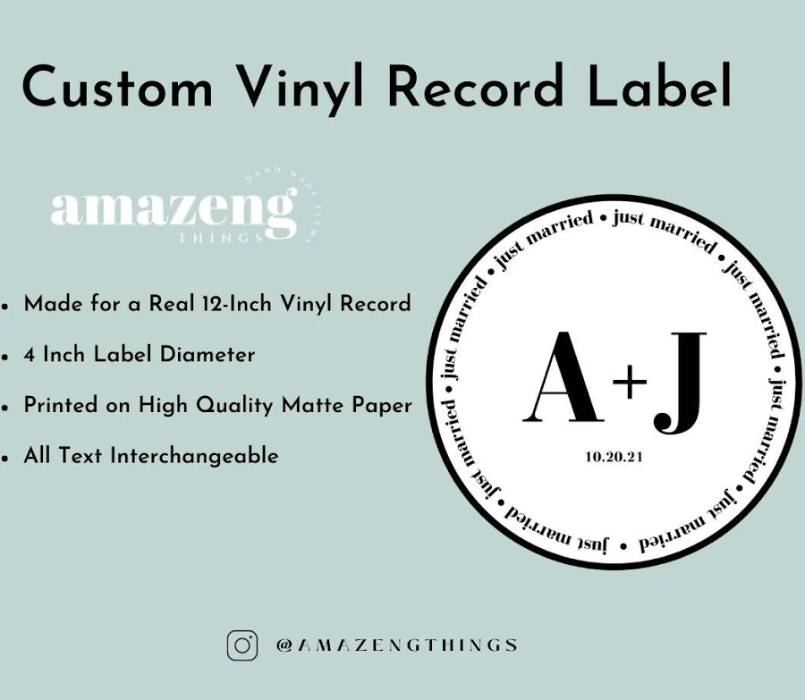 Custom Vinyl Record Label, Personalized Record Sticker