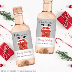 Bottoms Up Christmas Wine Bottle Labels 48 Large