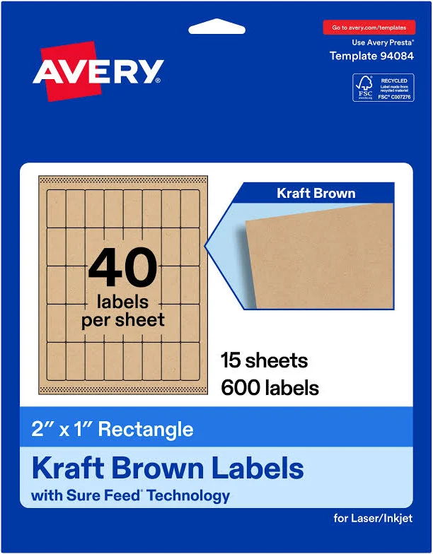 Avery Kraft Rectangle Labels