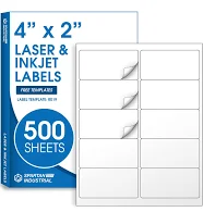 4" x 2" Printable Shipping Address Labels Compatible with Inkjet and Laser Printers - 500 Sheets, 5000 Total Matte White Paper Stickers for Mailing