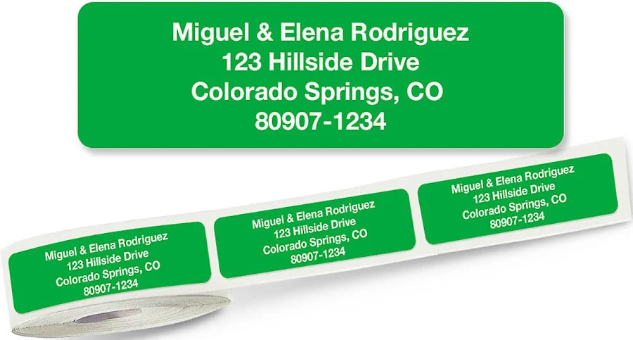 Solid Color Designer Rolled Address Labels in 10 Colors - Roll of 250