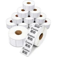 Aegis Adhesives - 1 x 1 Direct Thermal Labels, Perforated & Compatible with Rollo, Zebra, & Other Desktop Label Printers (12 Rolls, 1300/Roll)