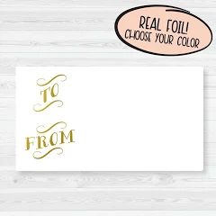 To and From Foiled Gift Stickers | Package Stickers | Glossy Gold Foil Gift Wrapping Stickers | 303-F