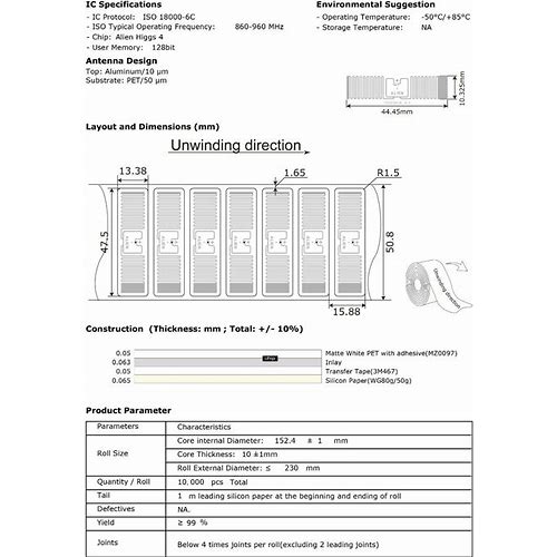 UHF Alien H4 1.87'' X .5'' RFID Ad…
