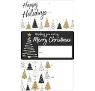 Christmas Gift Tag Stickers Classic Black & Gold Christmas Trees