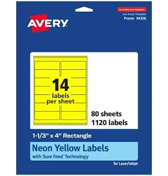 Avery Printable Rectangle Labels Neon 94206-NYP