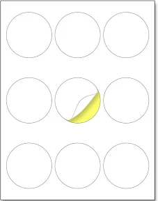 2.5" Round Matte White Sticker Label, Laser/Inkjet Printing - Letter size, 30 Sheets