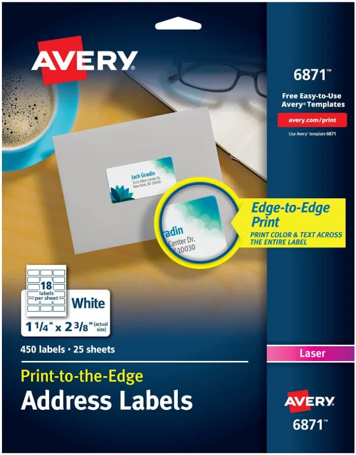 Avery Vibrant Laser Color-Print Labels w/ Sure Feed