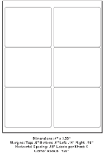 4 x 3.33 (6 Up), 8.5 x 11 Adhesive Label Paper, 1,000 Sheets per Carto