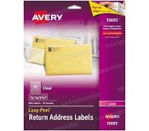 Avery 55695 Permanent Return Address Labels Clear Laser 2/3 X 1 3/4