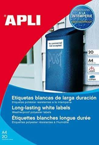 Apli Weatherproof Film Labels 63.5 x 38.1 mm
