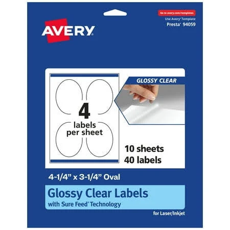 Avery Glossy Clear Oval Labels