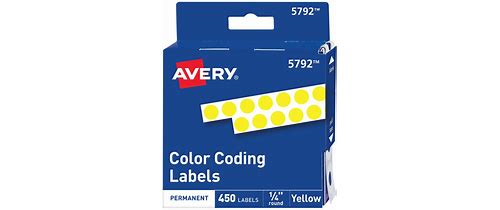 Avery® 5792 1/4" Yellow Round P…