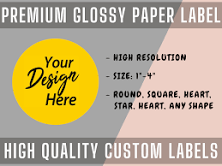 Custom Labels on Sheet Glosss Paper Stickers - Custom Sticker, Personalized Lable, your own design, your logo image
