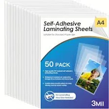 50/20pcs Self-Adhesive Laminating Sheets, Self adhesive laminating sheets, Self stick laminate sheets, Sticker laminate, A4 8.5 x 12 Inches ( 21.6 x