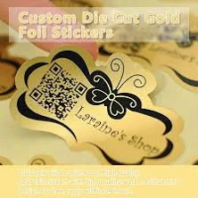 Any Shape Custom Gold Foil Stickers, Gold Foil Printing, Shiny Die Cut Gold Label, Personalized Text Stickers, Wedding/Business/Party Labels