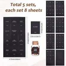 PVC Waterproof Stickers Self-Adhesive Decals Rectangle Black 220x120x0.1mm 8shee