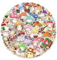 50pcs Mushroom PVC Waterproof Self-Adhesive Stickers, Cartoon Stickers, for Party Decorative Presents, Mixed Color, 40~70mm...