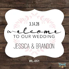 2.5 x 2 inch Die Cut Glossy Waterproof Mini Wine Bottle Wedding Labels - hundreds designs to choose - change designs any color WL-051