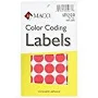 Maco Color Coding Labels 3/4 Inches Round Red Neon 1000 per Box