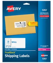 Avery Shipping Labels TrueBlock Technology Laser Printers 5263