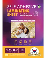 Ha Shi (12 X17 inch) Self Adhesive Laminating Sheets, Pouches, No Machine Need, No Heat (10 Sheets)