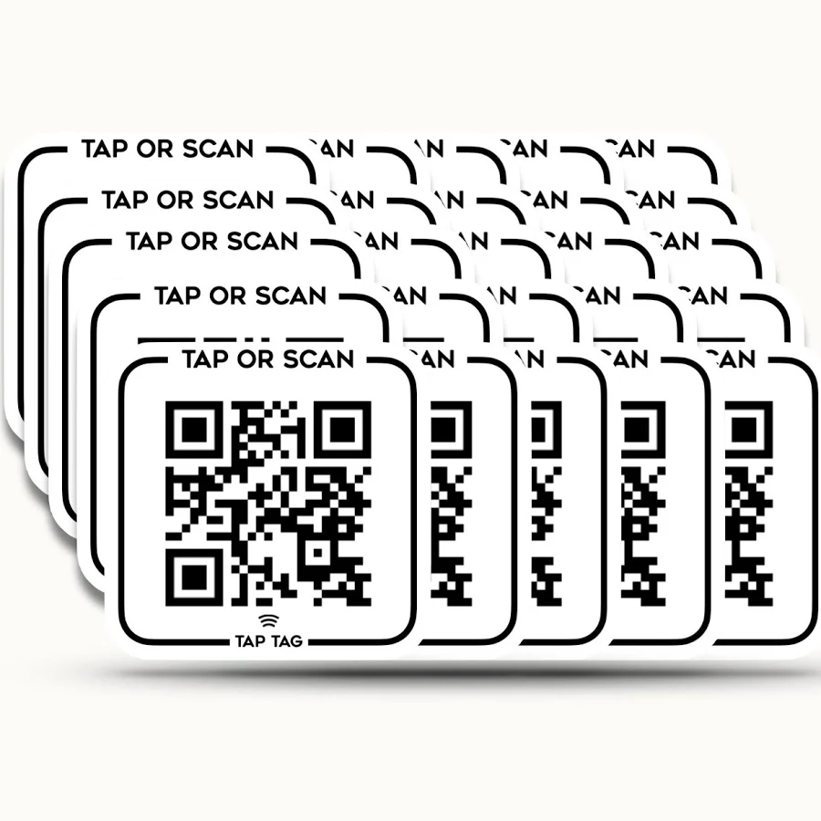 NFC Tap QR Sticker Pack | Dynamic Digital Profile Stickers | Multipack 25-Pack