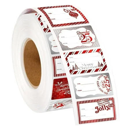 1 Roll Christmas Gift Tags Stickers,Name Tags for Christmas Wrapping Paper,Self-Adhesive Tags for Christmas Gifts,Wrapping Paper,Gift Bags Festive 