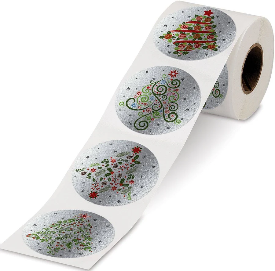 Christmas Tree Foil Rolled Stickers