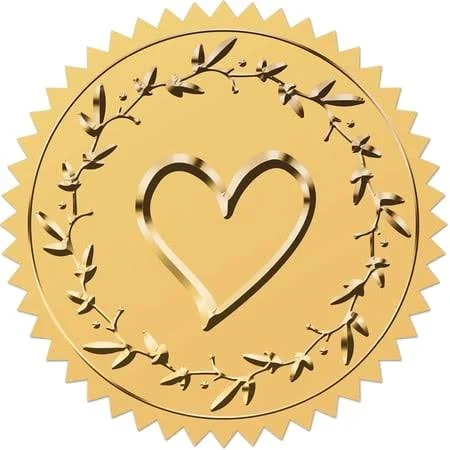 100pcs 2 inch Gold Heart Foil Stickers