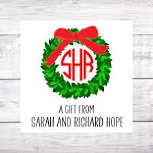 24 Personalized Christmas Gift Stickers, Christmas Stickers, Gift Wrapping, Family Stickers, Gift Labels, Square Labels, Monogram