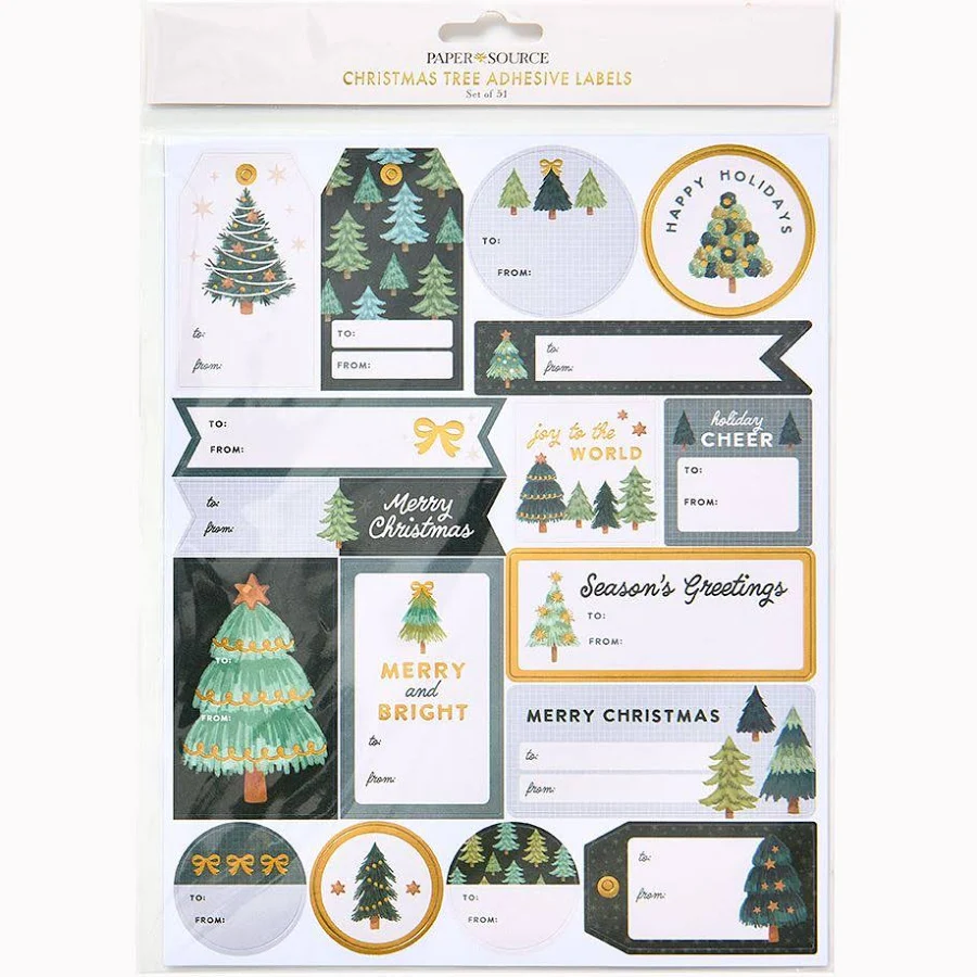 Christmas Trees Adhesive Labels
