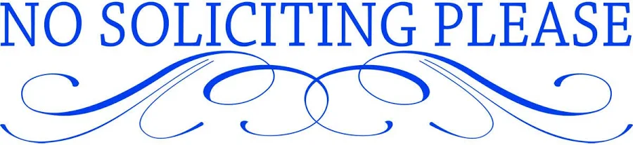 VWAQ No Soliciting Vinyl Decal for Door