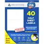 40 Laser Printable White High Gloss Half Sheet Labels, 8-1/2" x 5-1/2" 20 Sheets 2 Labels Per Sheet