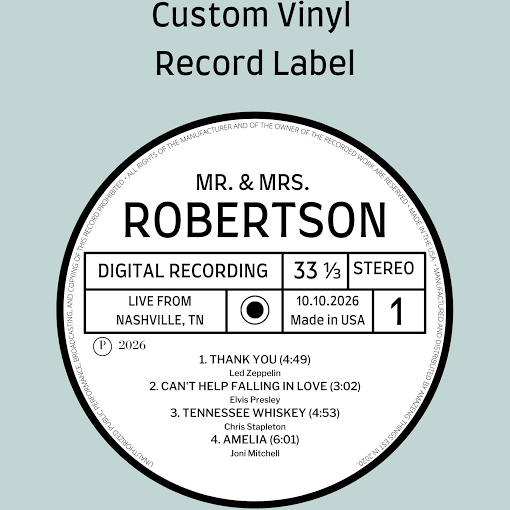 Custom Vinyl Record Label, Personalized Record Center Sticker