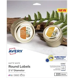 Avery Matte White Sure Feed Labels 22562